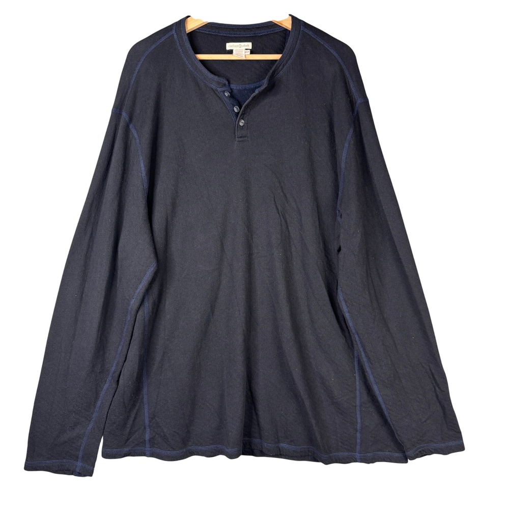 Carbon2Cobalt Element Henley Navy Blue Long Sleeve Cotton Shirt XLT 144318